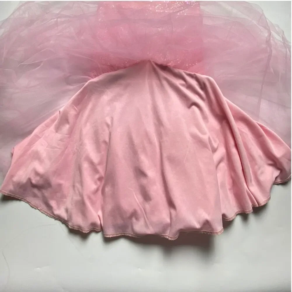 Wishcraft Girls Size 6 Pink Sequin Mermaid V-Neck Formal Gown
